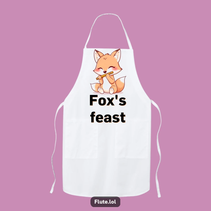 Funny Happy Fox Flute Apron: Cook with Joyful Flair, a Whimsical Funny Gift