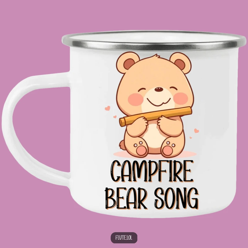Funny Bear Flute Camping Mug: Sip Your Coffee to a Happy Song!