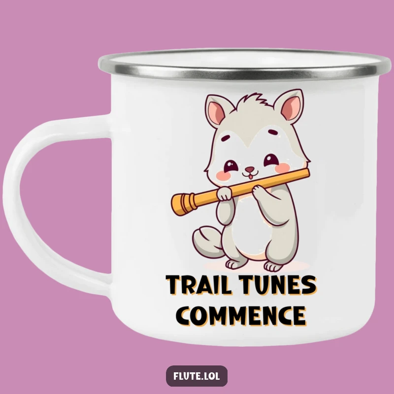 Funny Cheerful Flute Player Camping Mug: Adventure with Musical Smiles