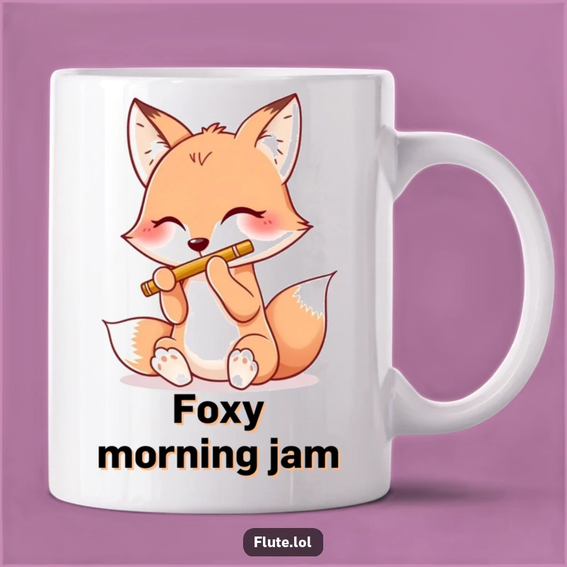 Funny Happy Fox Flute Mug: Joyful Musician Treat, a Whimsical Funny Gift for Fox Lovers