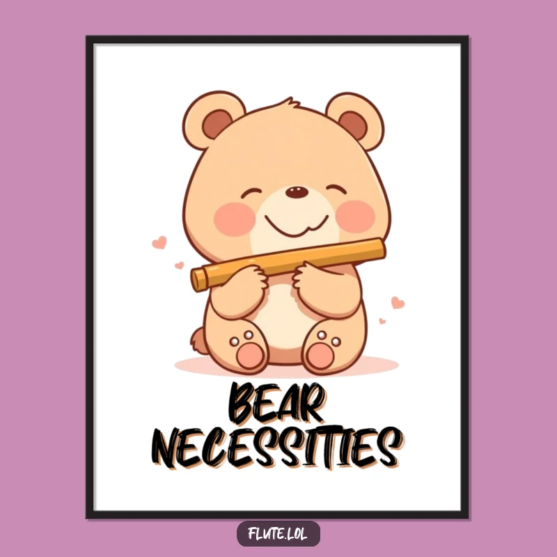 Funny Bear Flute Digital Art: Bring Happy Music to Your Walls!