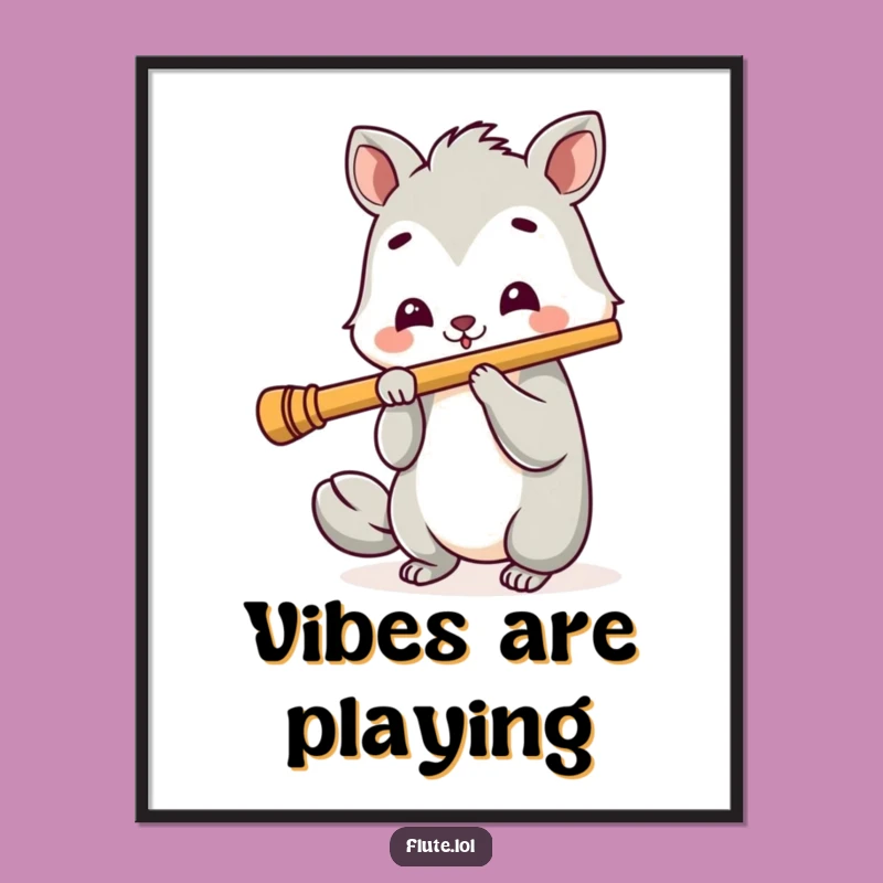 Funny Cheerful Flute Player Digital Art: Instant Musical Joy for Walls