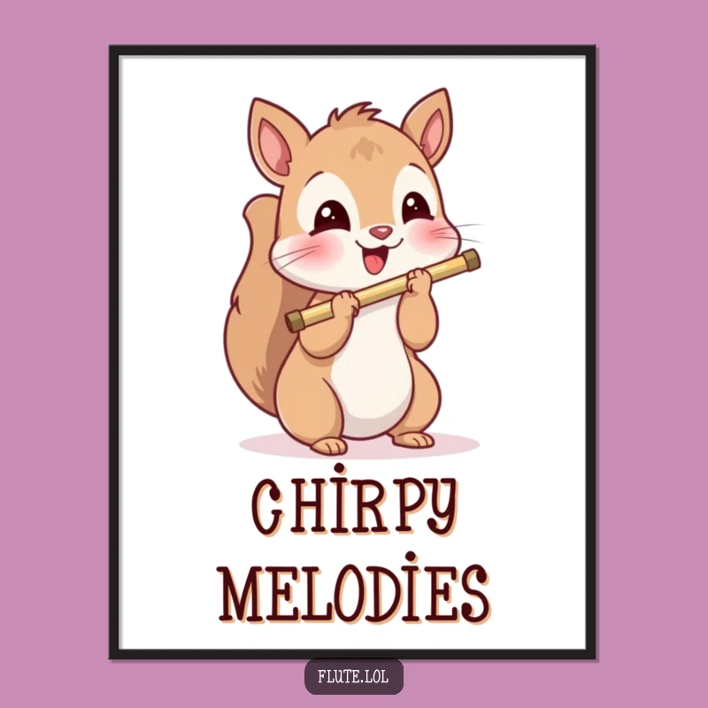 Funny Squirrel Flute Digital Art: Bring Playful Music to Your Walls!