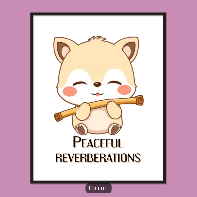 Funny Blissful Flute Breath Poster: Serene Animal Art for Music Lovers