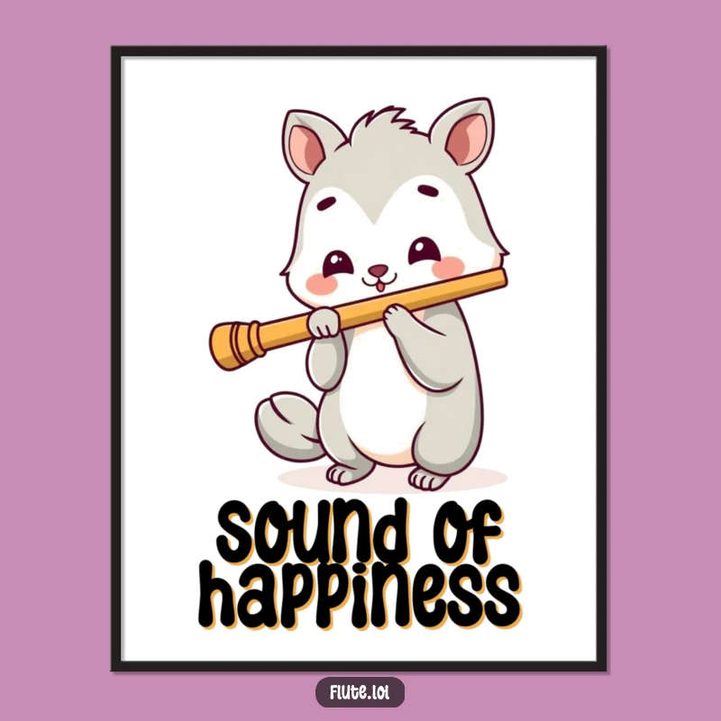 Funny Cheerful Flute Player Poster: Joyful Animal Art for Music Lovers