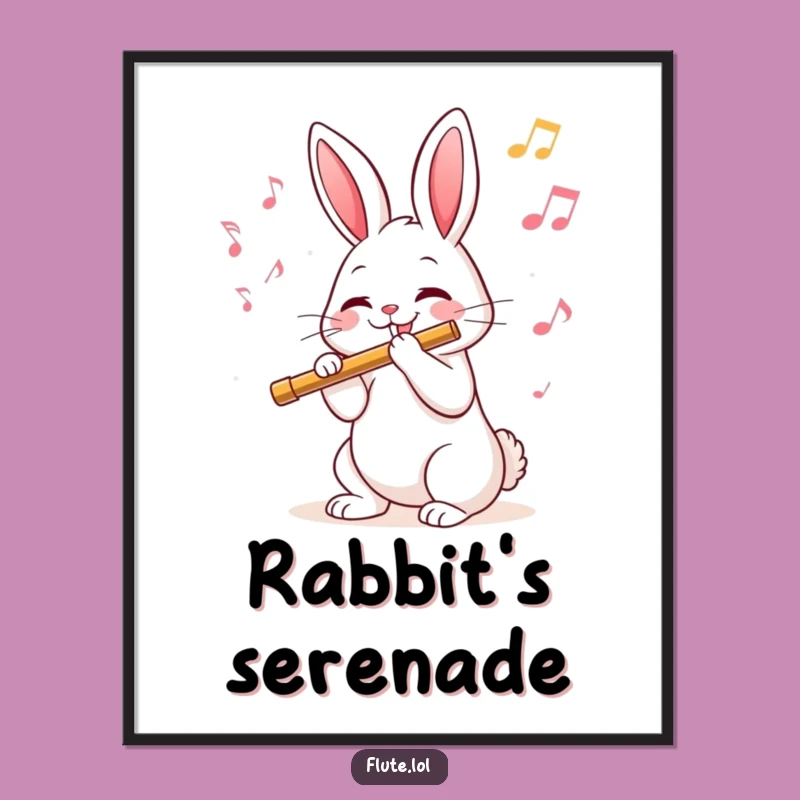 Funny Rabbit Flute Poster: Enchanting Wall Art, a Beautiful Funny Gift for Music Lovers