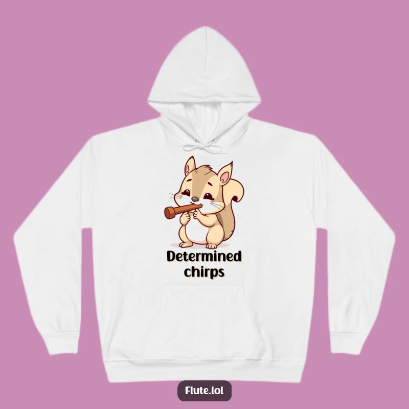 Funny Determined Squirrel Flute Hoodie: Cozy Concentration Gear, a Perfect Funny Gift