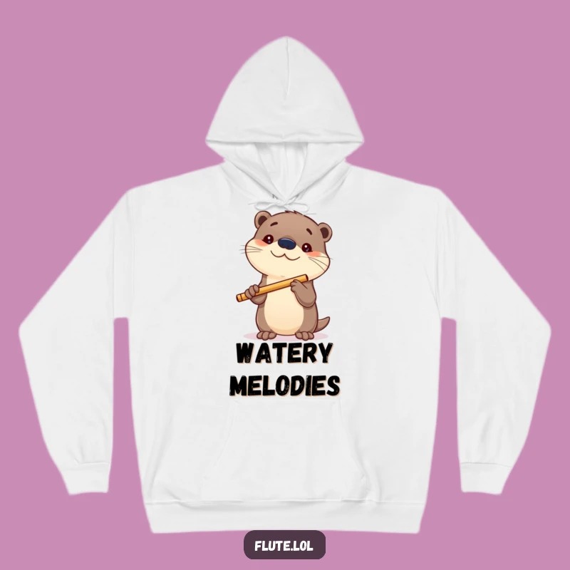 Funny Curious Otter Flute Hoodie: Cozy Exploration Gear, a Perfect Funny Gift