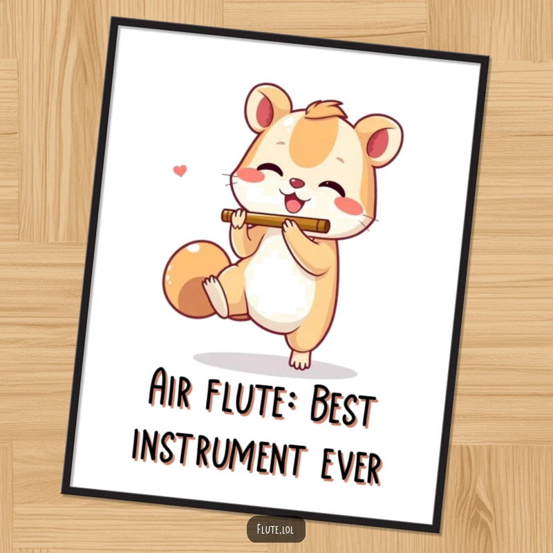 Funny Free Printable Wall Art: Animal joyfully tapping foot while miming flute playing, creating vibrant decor.