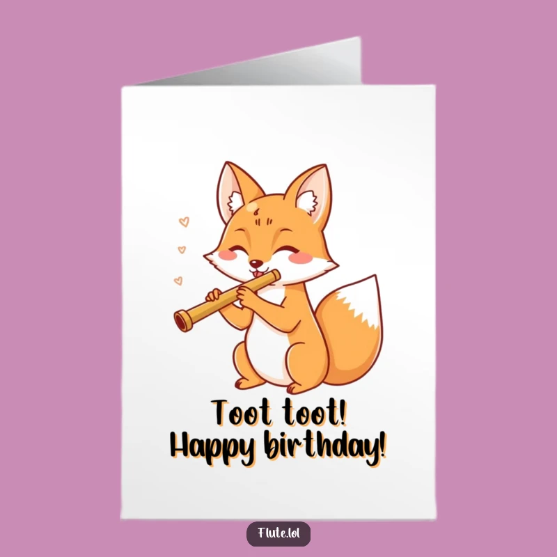 Free Printable Birthday Card: Cheerful Fox Plays A Happy Birthday Melody