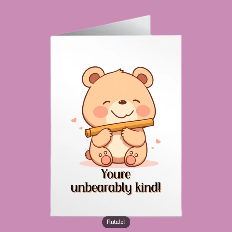 Free Printable Thank You Card: Bear Plays A Happy Tune To Show Thanks