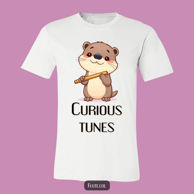 Funny Curious Otter Flute T-Shirt: Playful Musician Tee, a Charming Funny Gift for Otter Lovers