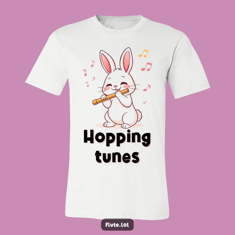 Funny Rabbit Flute T-Shirt: Harmonious Animal Tee, a Sweet Funny Gift for Music Enthusiasts