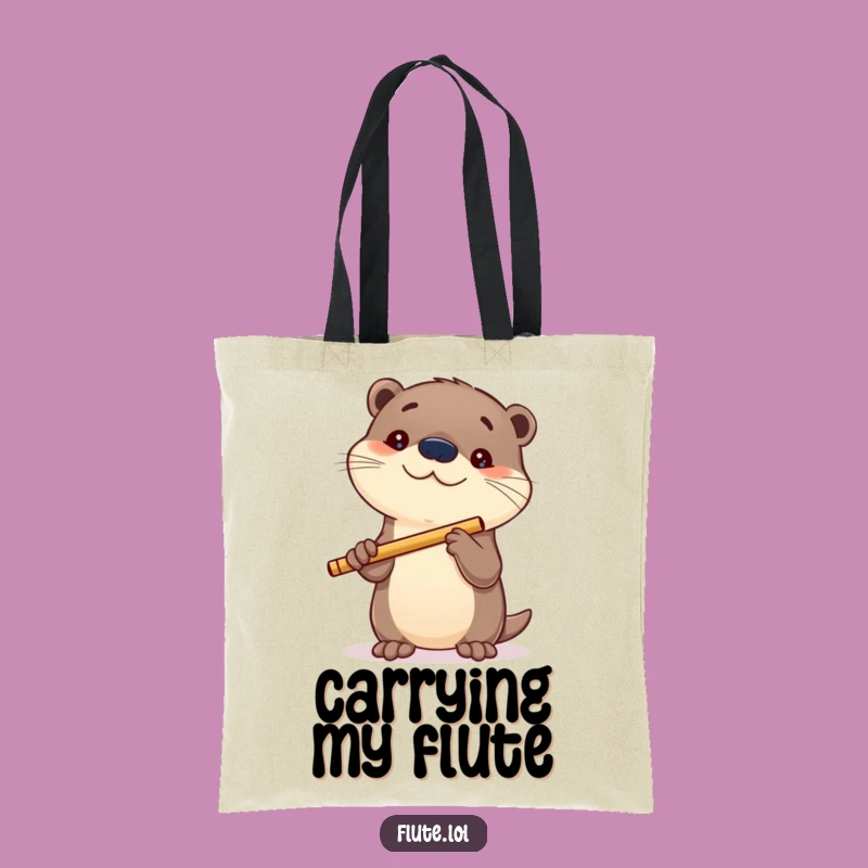 Funny Curious Otter Flute Tote Bag: Carry Your Curiosity, a Playful Funny Gift