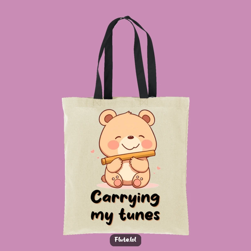 Funny Bear Flute Tote Bag: Carry Your Tunes with Glee!