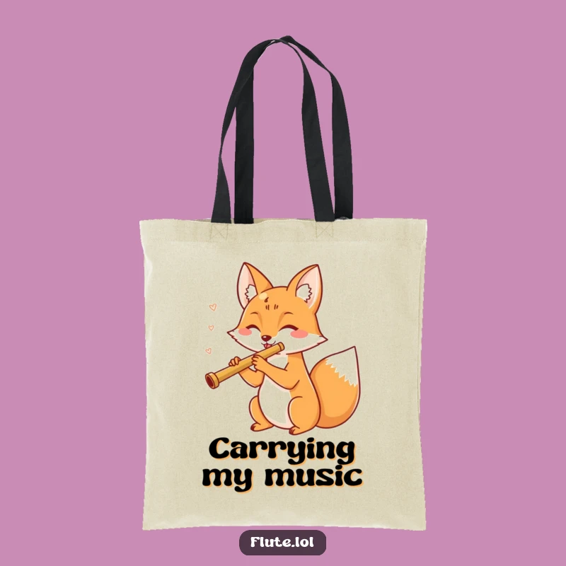 Funny Fox Flute Tote Bag: Carry Your Tunes with Sass!