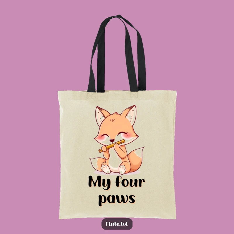 Funny Happy Fox Flute Tote Bag: Carry Your Melody Merrily, a Charming Funny Gift
