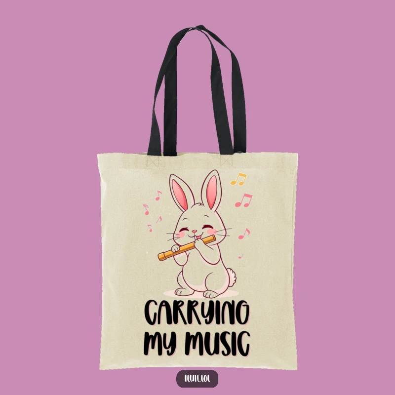 Funny Rabbit Flute Tote Bag: Carry Your Tunes in Style, a Charming Funny Gift for Musicians