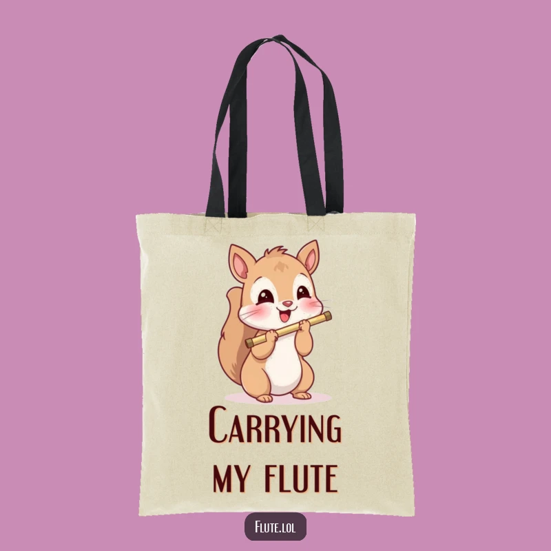 Funny Squirrel Flute Tote Bag: Carry Your Tunes with Glee!